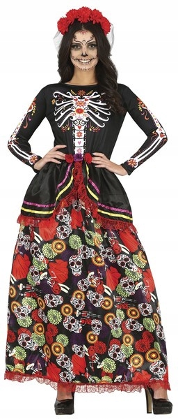 Květinový Kostým Kostlivce Catrina Los Muertos Halloweenský Karneval L