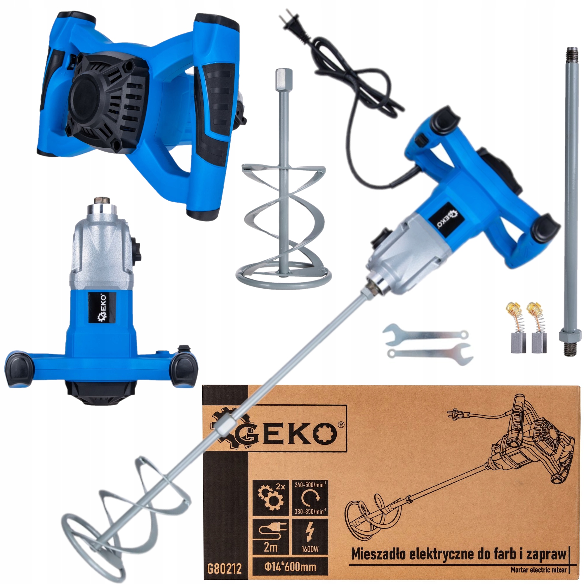 Elektrické míchadlo 1600 W pro barvy a malty Regulace otáček 2 Rychlostní Stupně síťová