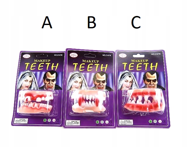SZCZĘKA WAMPIRA ZĘBY NA HALLOWEEN 3-WZORY 3499 Typ zęby