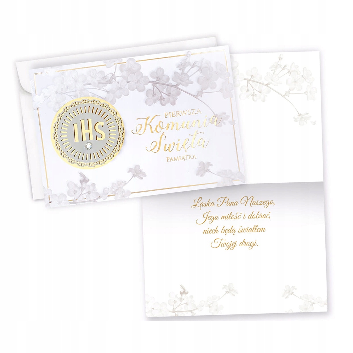 KARTKA KOMUNIJNA KOMUNIA ŚWIĘTA BIAŁA 17x12cm