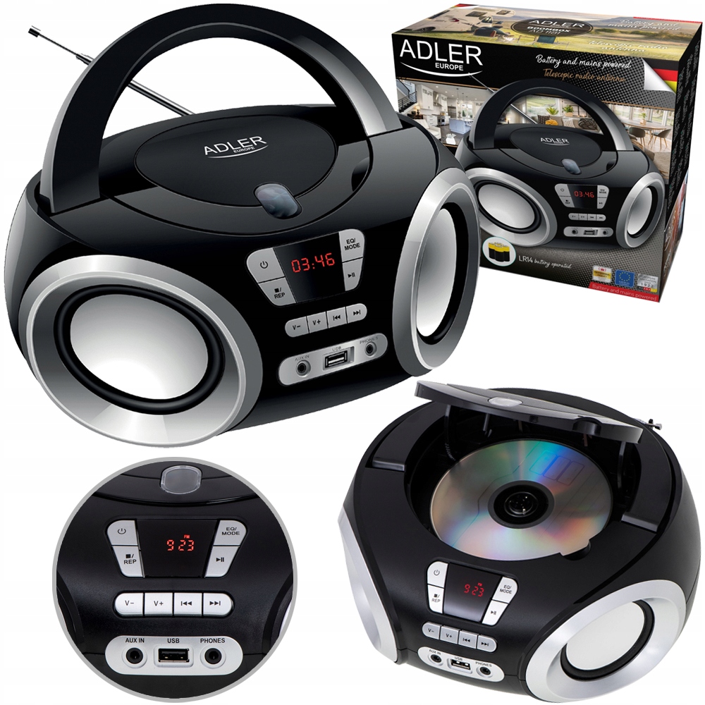 RADIOODTWARZACZ BOOMBOX FM CD/MP3 USB AUX WIEŻA