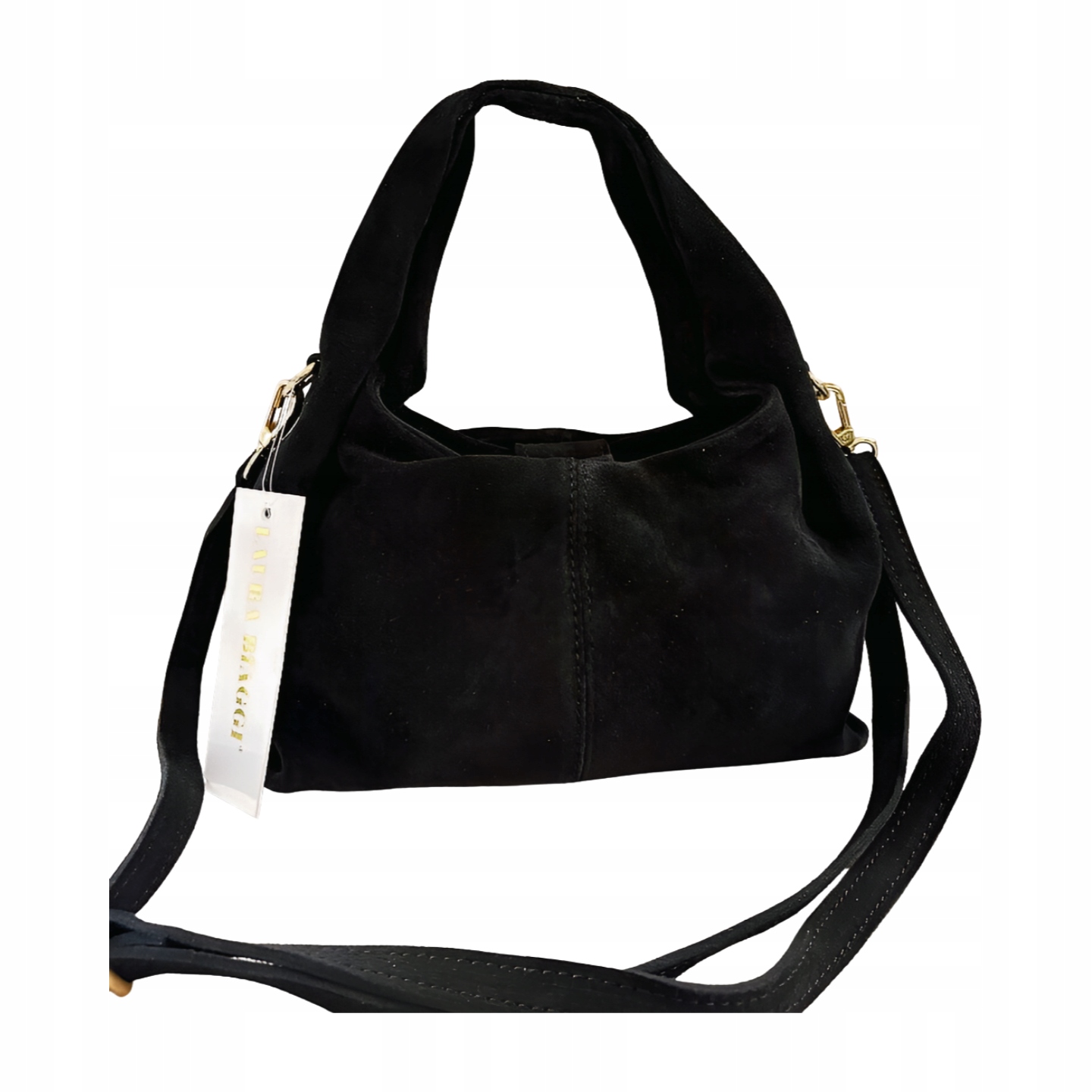 Laura Biaggi mini shopper kabelka semišová černá s prošíváním