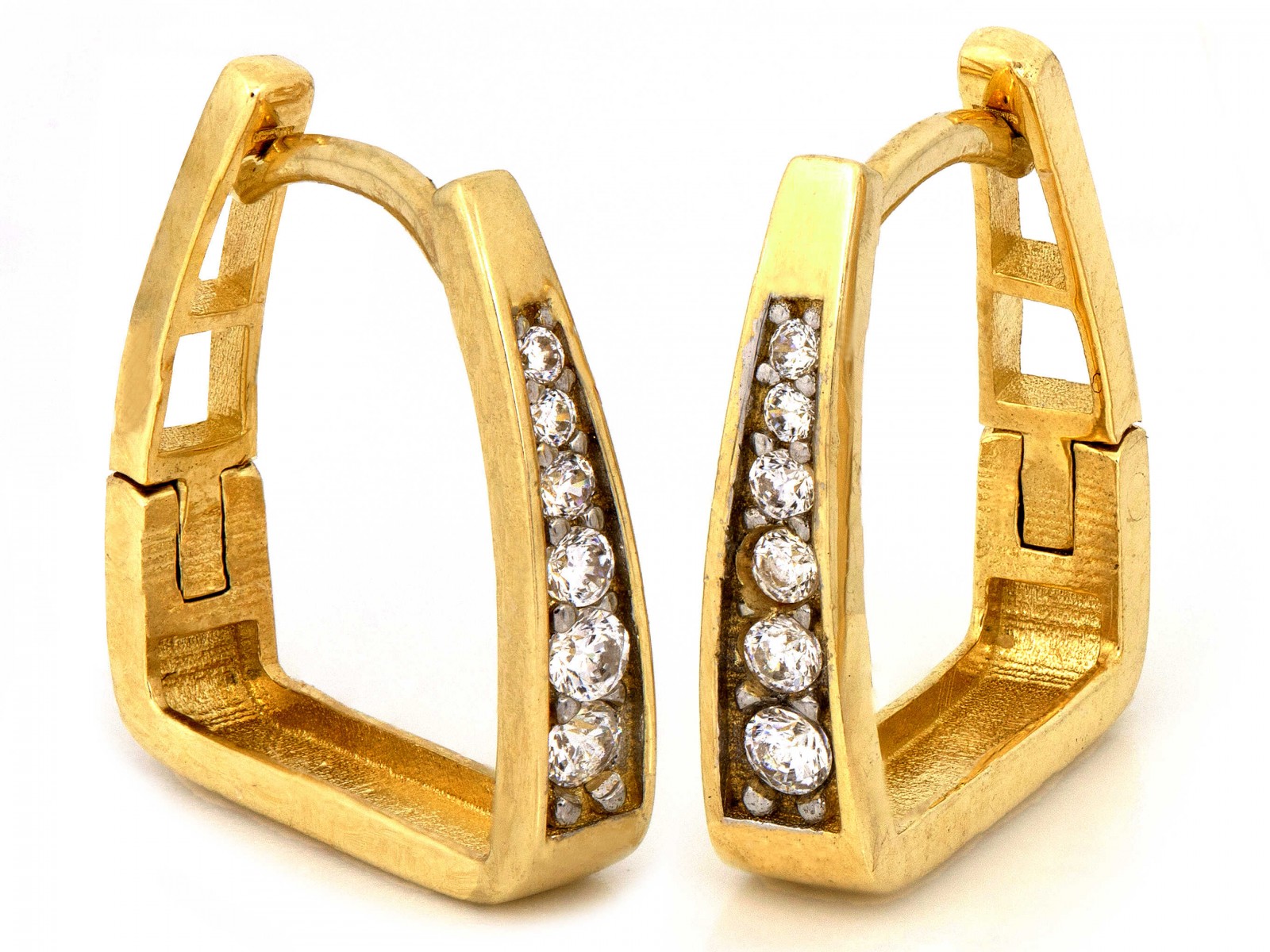 Zlaté 585 14kt náušnice anglické s bílými zirkony 2.28g jako dárek