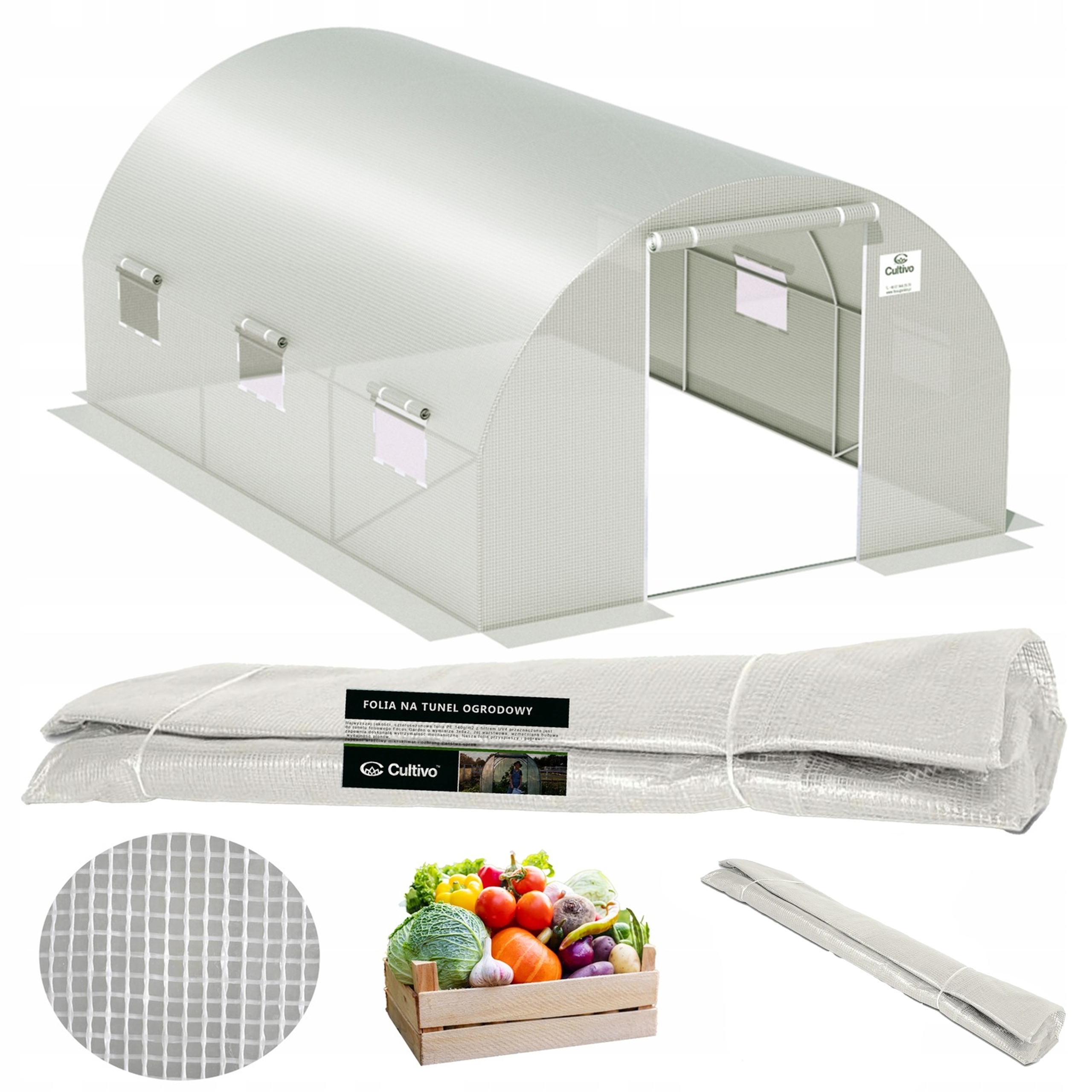 Fólie Náhradní fólie na zahradní tunel skleník 2,5x4x2 Bílá UV4 Odolná Bonus