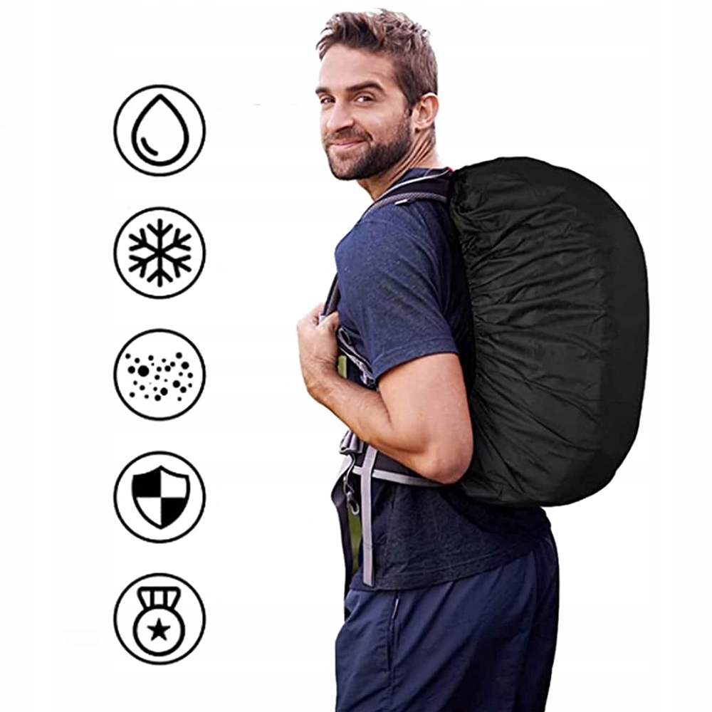 POKROWIEC WODOODPORNY PRZECIWDESZCZOWY PELERYNA NA DESZCZ PLECAK TORBE 35L Model 06375