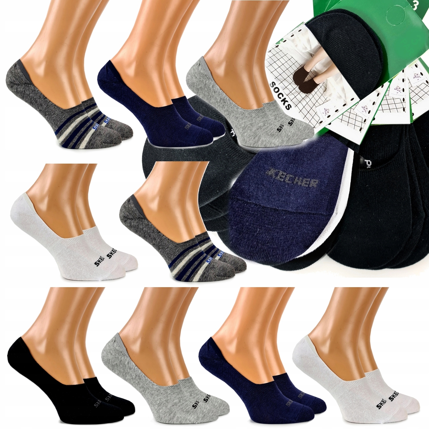 

9x Stopki Niskie Bawełniane Męskie Mikro 39-42