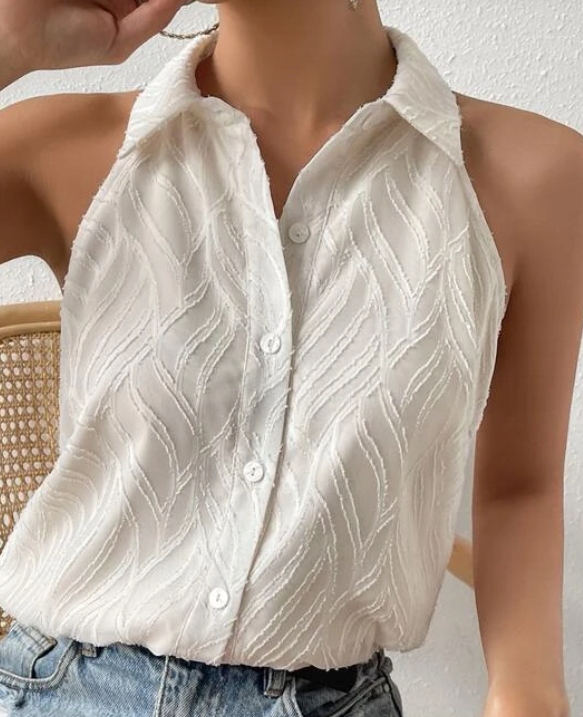 KOSZULA DAMSKA BEZ RĘKAWÓW KREMOWA CASUAL 36 ŁSA Rozmiar 36