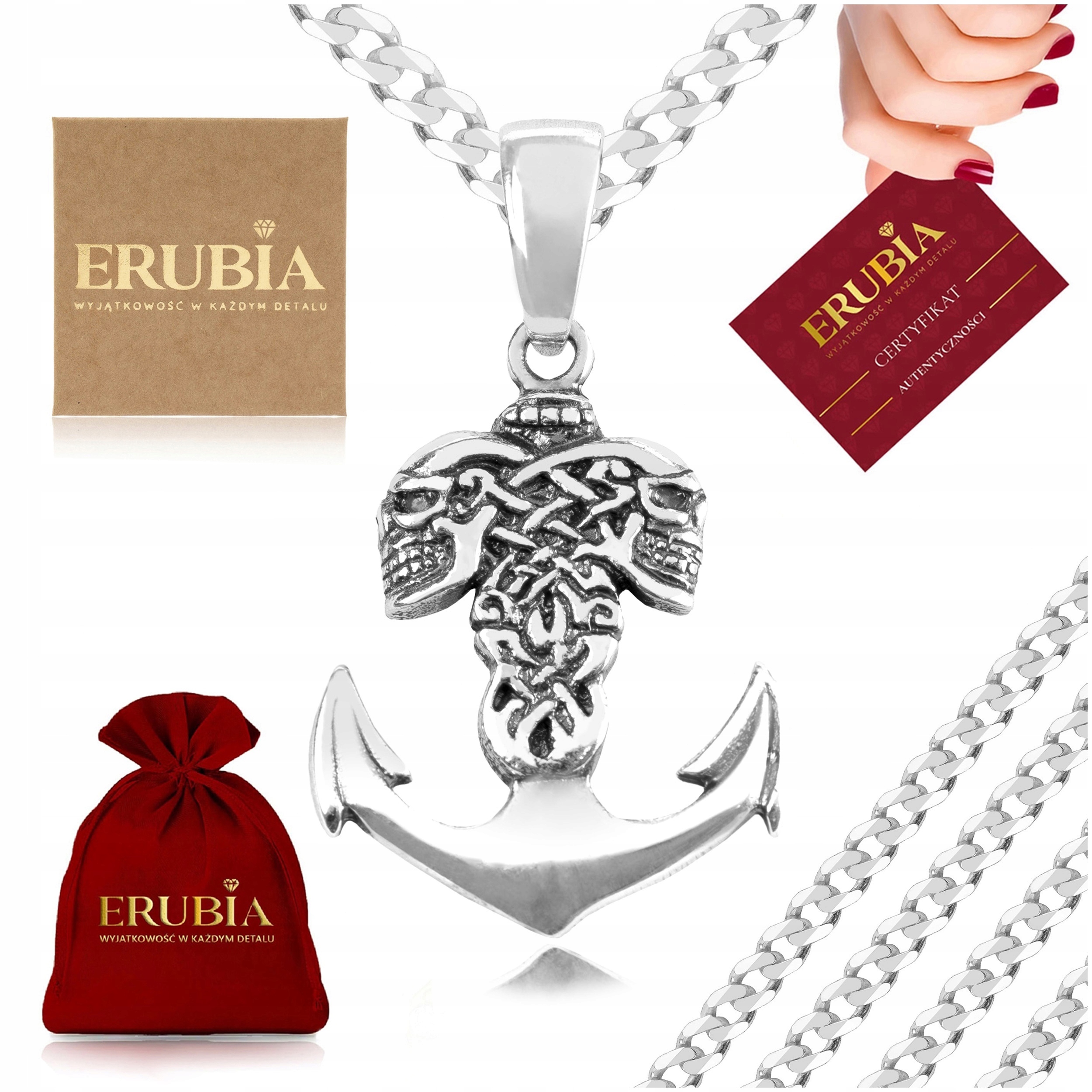 Stříbrný Řetízek Pánský 925 Přívěsek Kotva Pro Námořníka 50 CM 4,5 MM