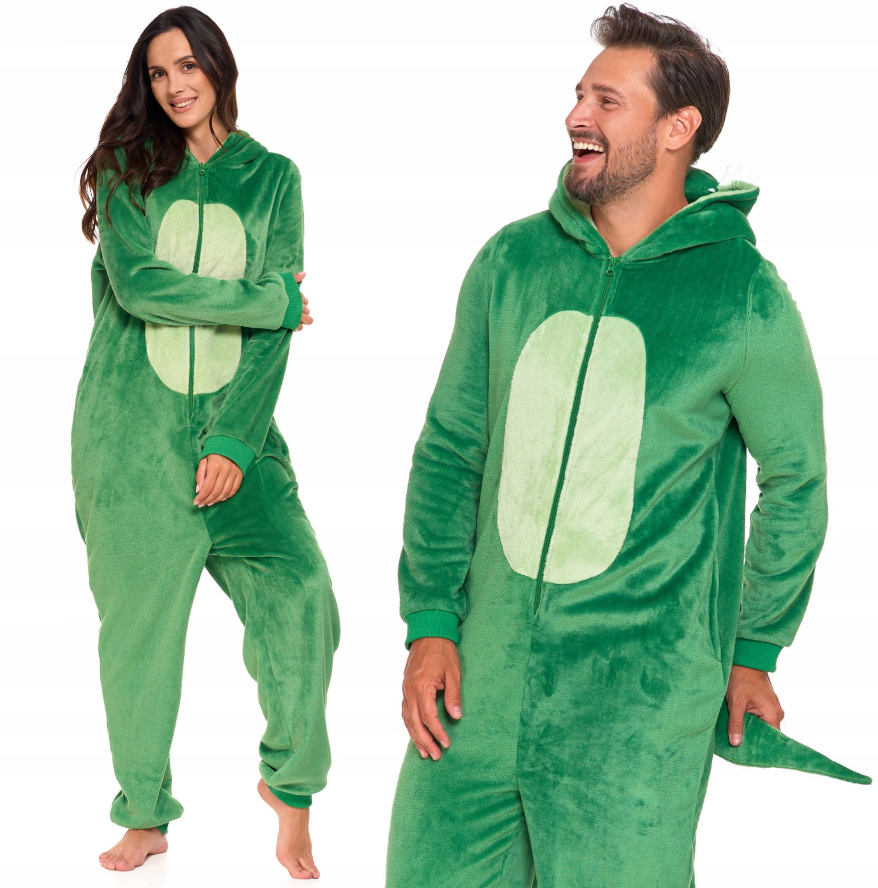 Pyžamo Jednodílný Kombinéz Onesie Kostým Dinosaurus Zelená M