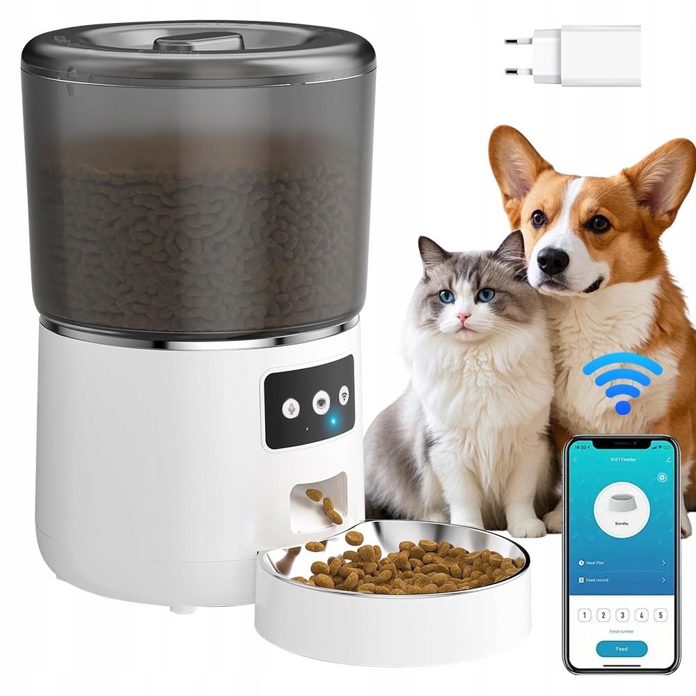 Levně Podavač Krmiva Automatická Miska Pro Kočky A Psa 4L Wi-fi Smart S Miskou