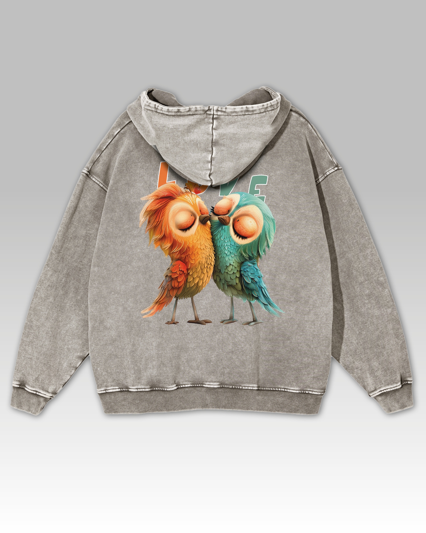 Mikina Love Birds Zamilovaní ptáci Pozitivní emoce Blízkost Šedá L