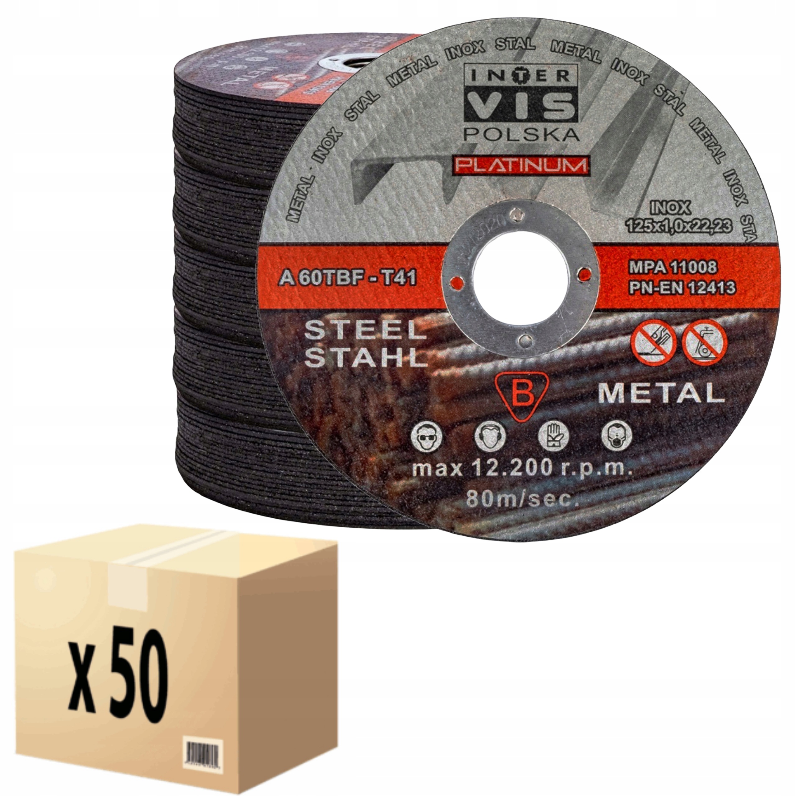 Tarcza Do Ciecia Metalu 125/1mm inter vis Inox Tarcze dO Stali Blachy Mocne