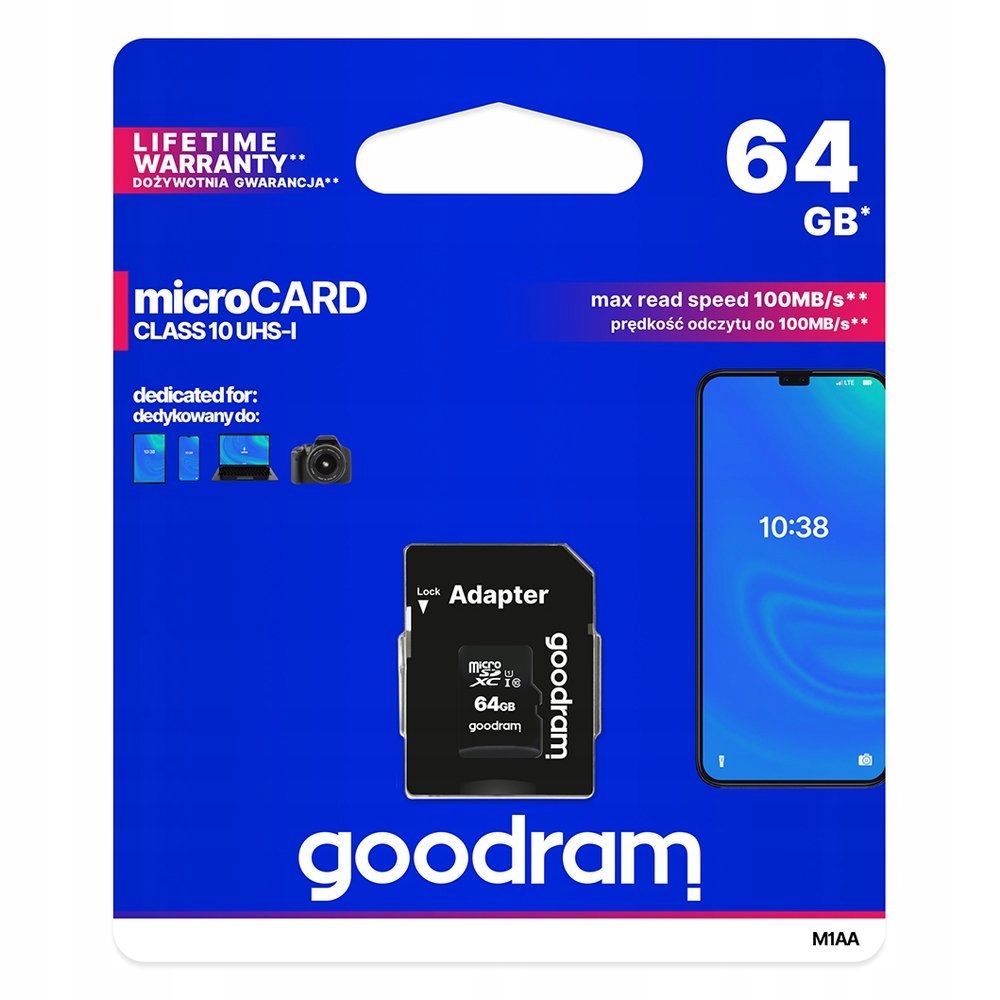 

Goodram 64GB Karta Micro Sd Do Telefonu Adapter