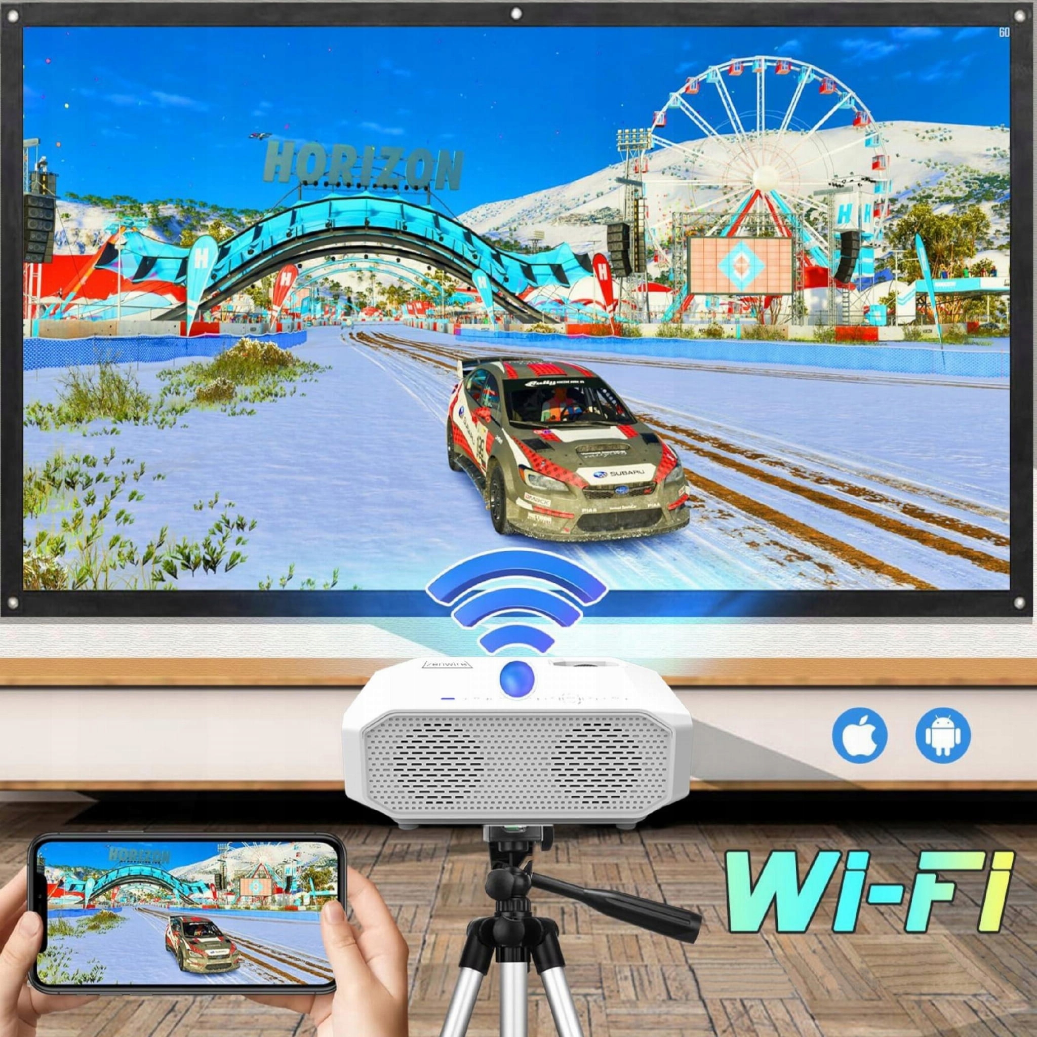 Mini Projektor WiFi Przenośny Full HD BT do telefonu USB LED Zenwire E450S Szerokość produktu 19.7 cm