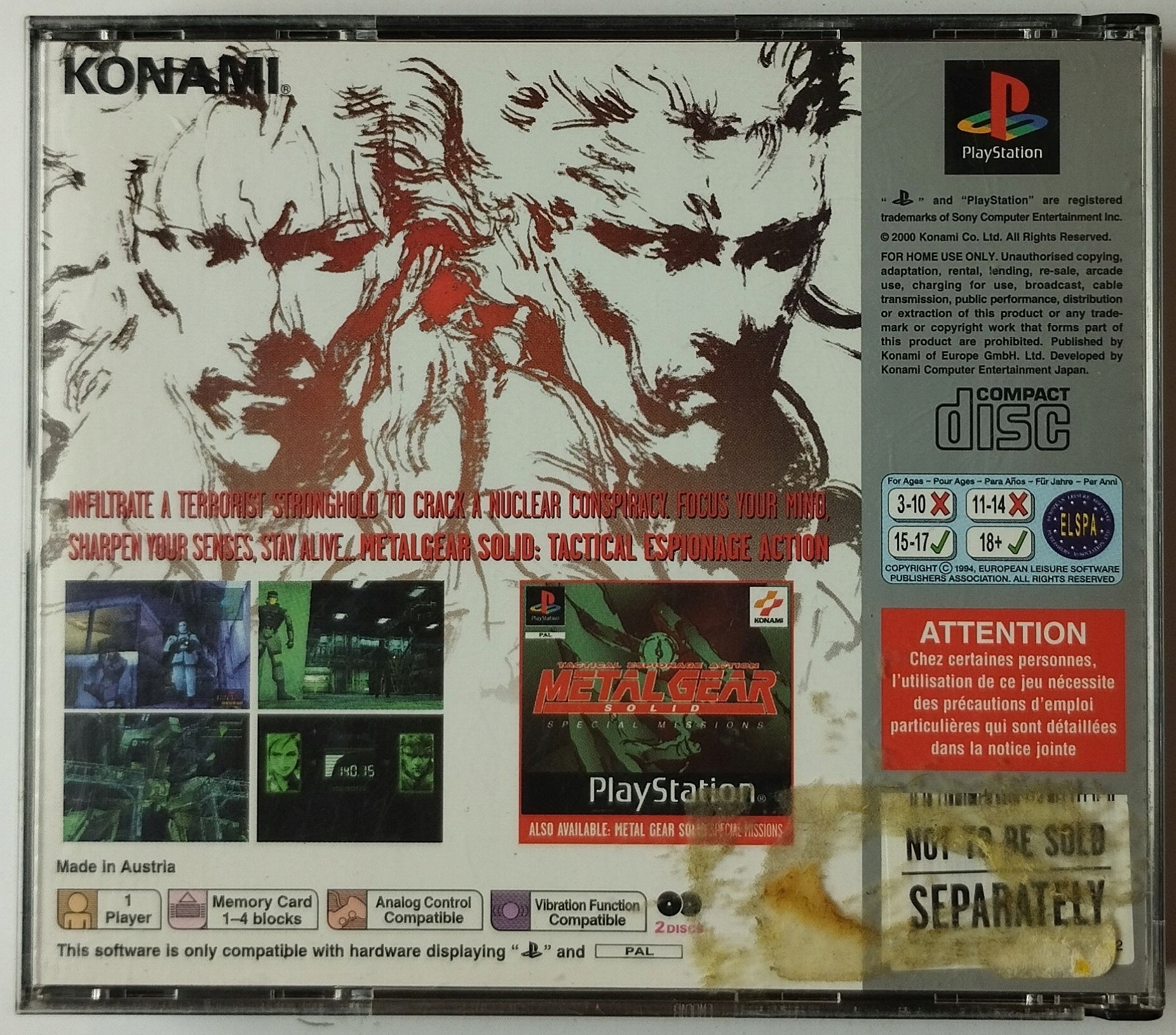 Gra Metal Gear Solid Sony PlayStation (PSX) Platforma PlayStation (PSX)
