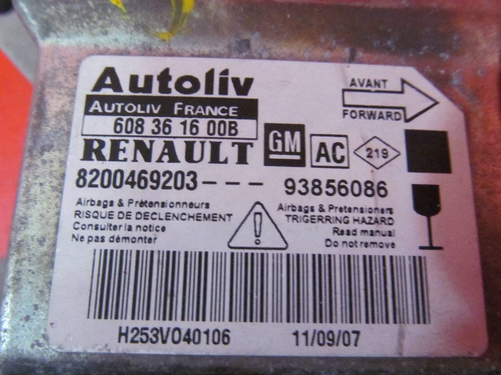 OPEL VIVARO A TRAFIC II PRIMASTAR module control unit SESNOR airbag 8200469203