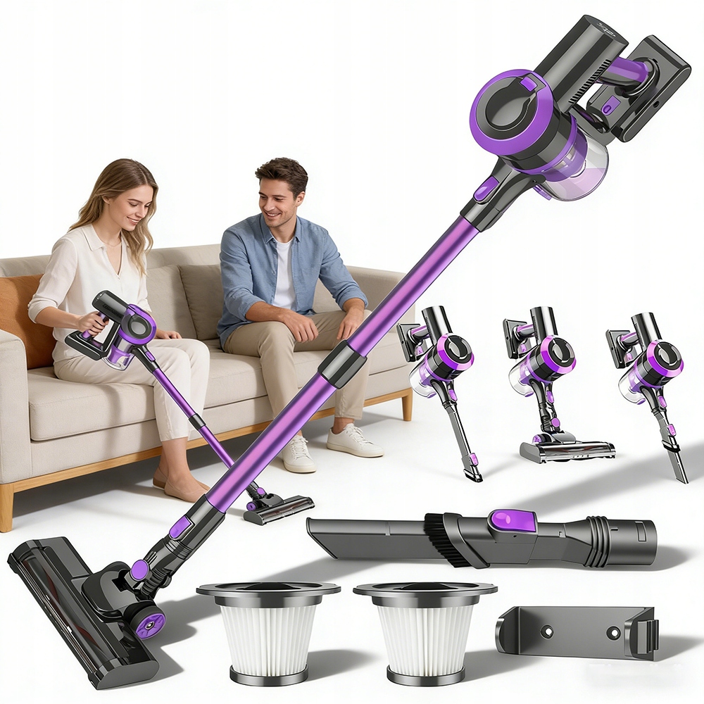 Vysavač 30KPA 400W 55MIN Led Fialový Set 4W 1 400W