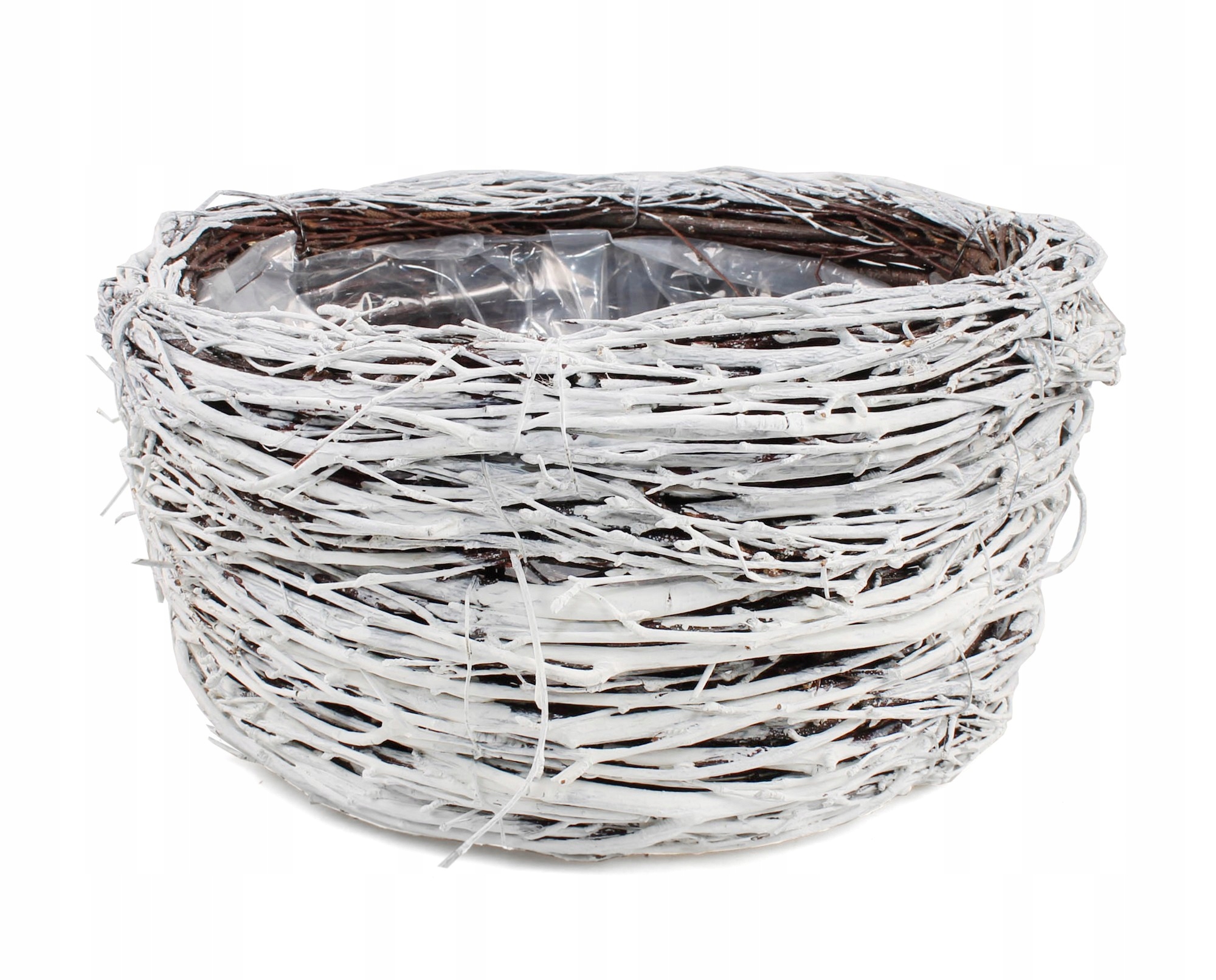 

Biała Donica Ogrodowa Z Gałązek Brzozy śr.34x16 cm