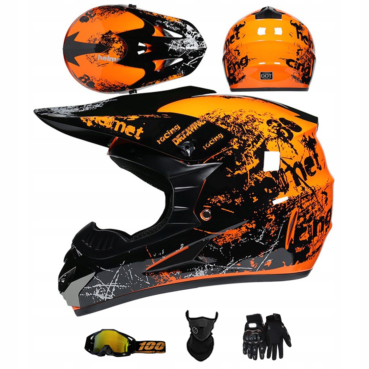 Motocyklová Přilba Lehká Enduro Quada Brýle Rukavice Maska S