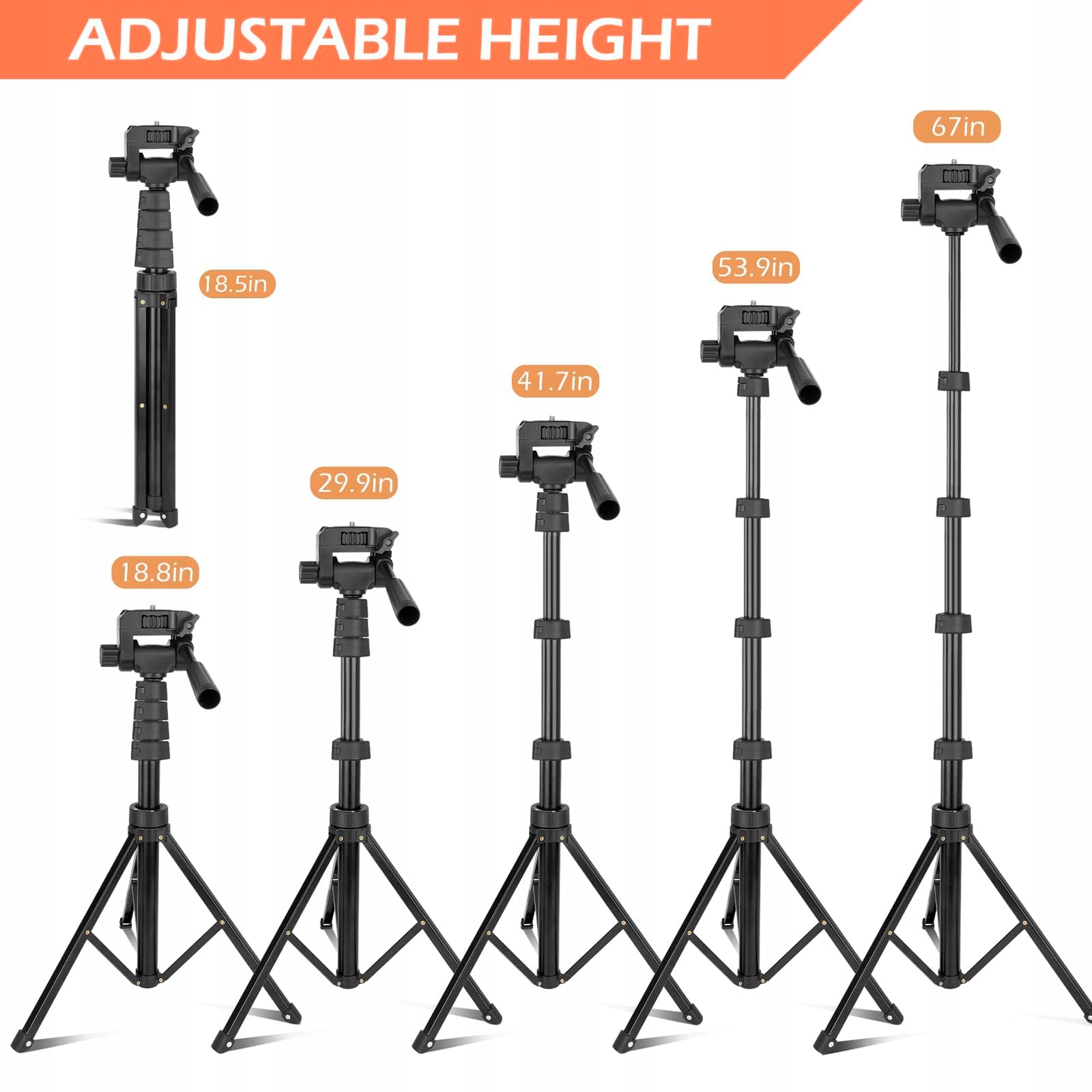 AUREDAY Statyw 170 cm Selfie Stick Z Pilotem Do Telefonu i Kamery — miniatura 3