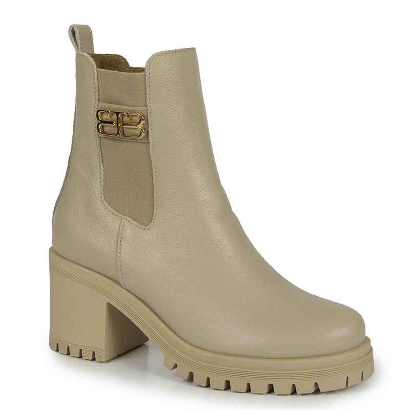 Lemar 60496 Kotníkové Boty Sloupek Kůže Lico Béžová 39