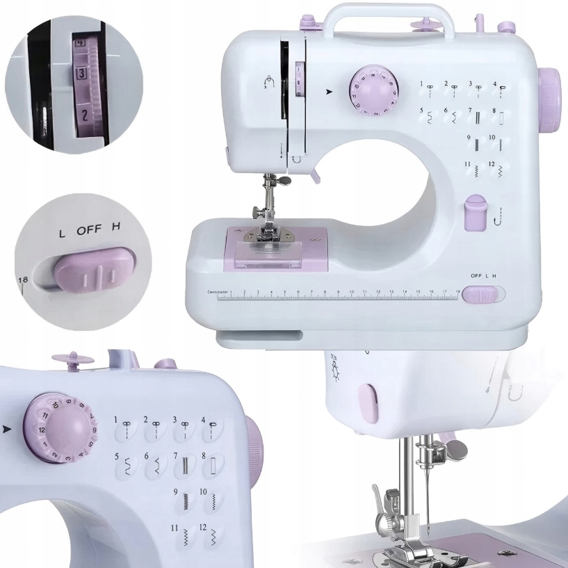 Stroj Na Šití 12 Jehel S Pedálem, Kompaktní A Lehký Pro Domácnost