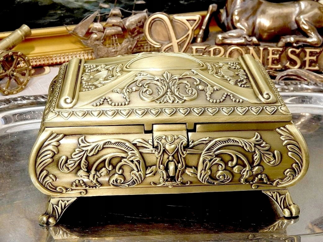 SZKATUŁKA BIŻUTERIA STYL EMPIRE ZŁOTE GODY ORREZENT DLA BABCI MAMY CIOCI Model a 472-4292