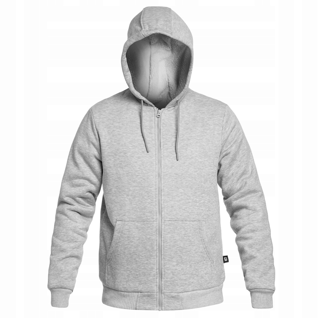 Rozepínací mikina s kapucí Brandit Sweatjacket Teddylining Grey Melange 4XL