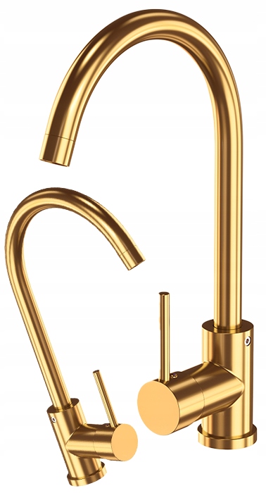 Zlatá kuchynská batéria do drezu s jedným držiakom, stojankový kohútik Beta