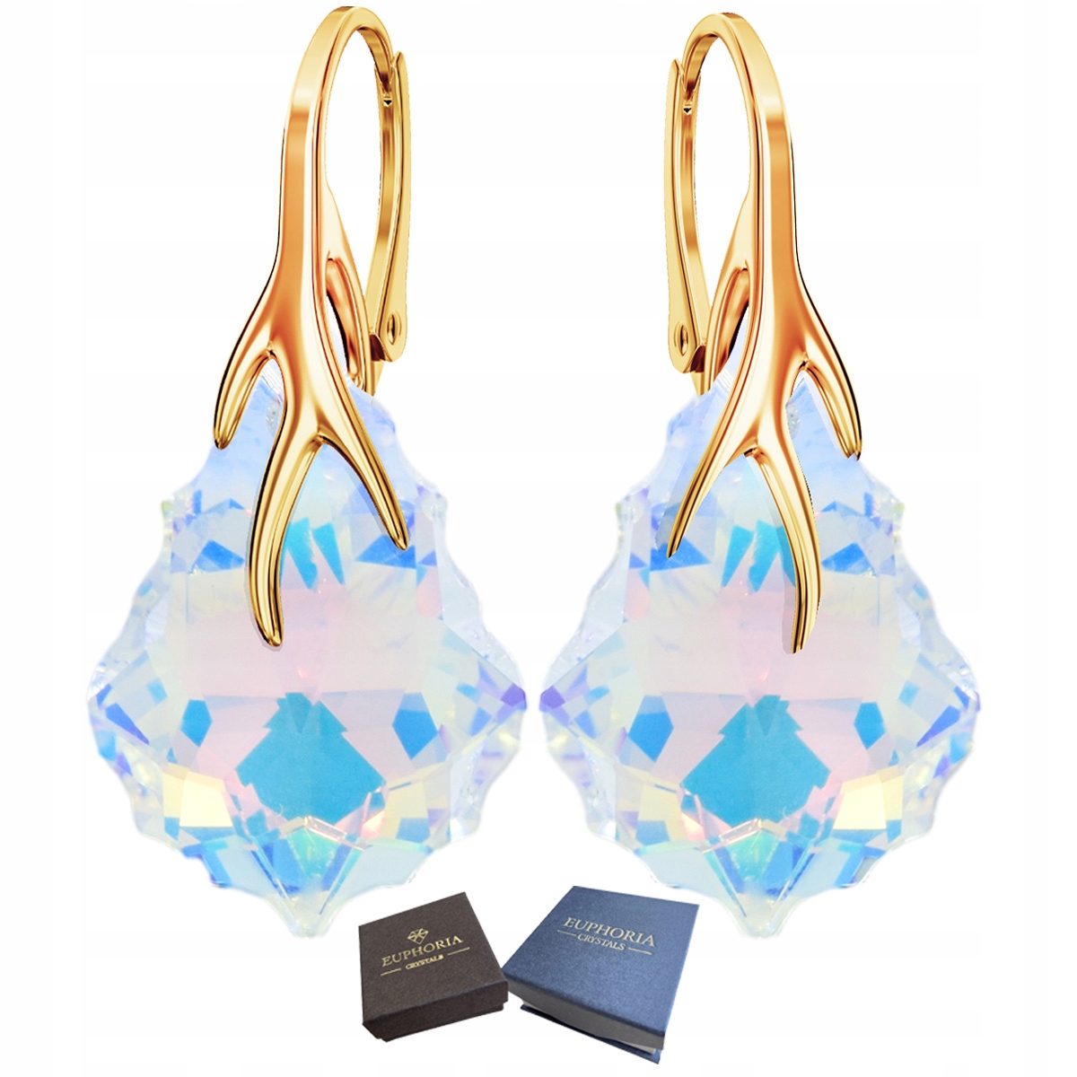 Náušnice Zlaté Stříbro 925 Závěsné Dámské Pozlacené jako Dárek pro ženu