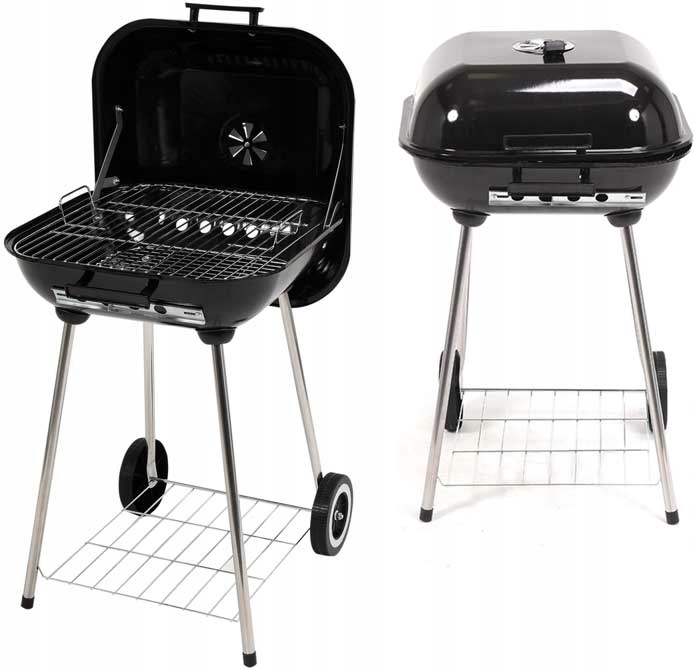 

Grill ogrodowy węglowy z pokrywą ruszt chromowany