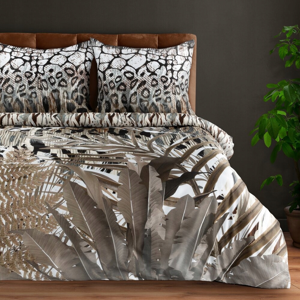 Posteľná Bielizeň 220x200 Eva Minge Eurofirany hnedá béžová čierna s čiernymi bodkami