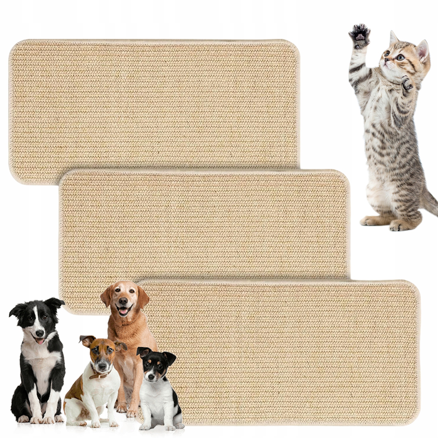 Levně Sisalová Podložka Pro Kočky Na Škrábání 3 Kusy 50X25 CM Na Pohovku