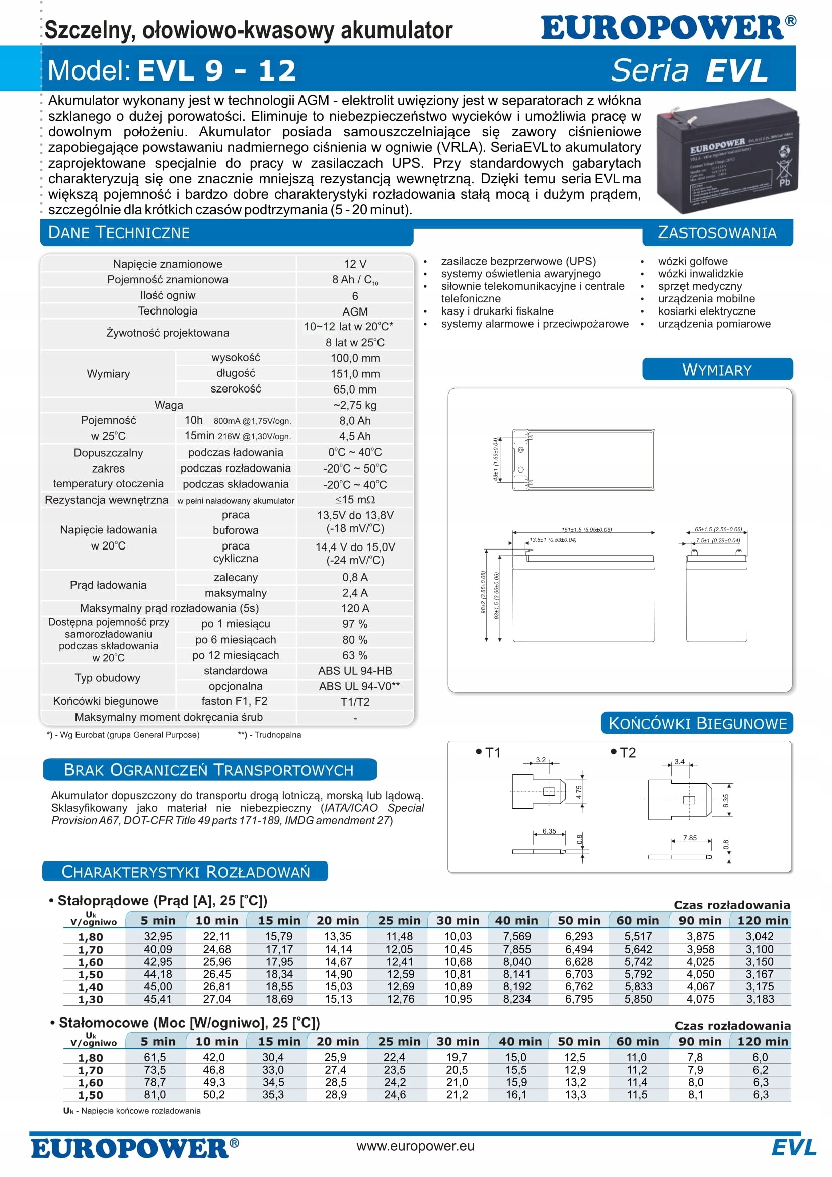 RBC133 RBC 133 #133 ZESTAW AKUMULATORÓW PAKIET BATERII UPS APC 4x EVL 9-12 Producent Europower