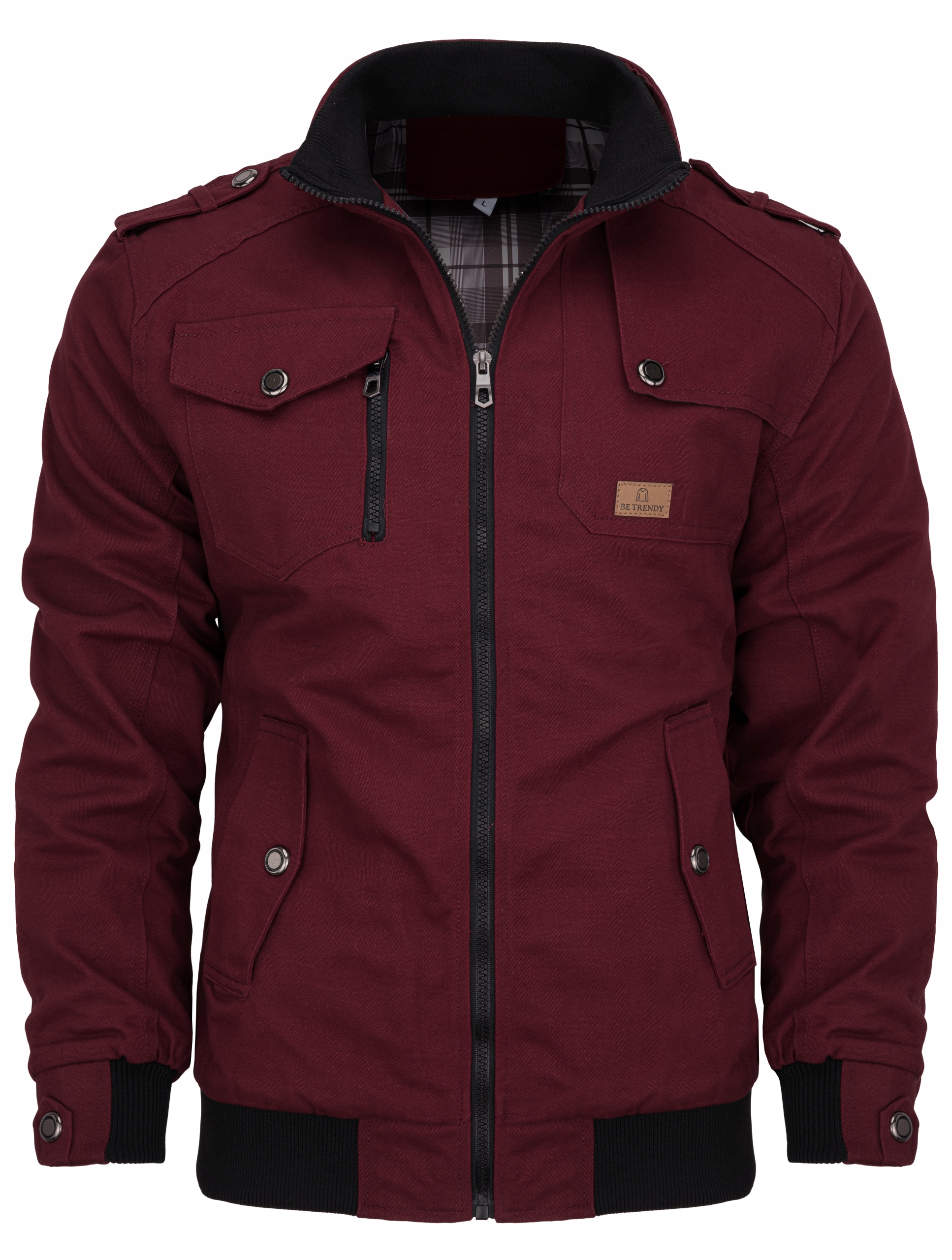 Kurtka Męska Przejściowa Pilotka Bawełniana Wiosna Jesień Bordowa 014 M