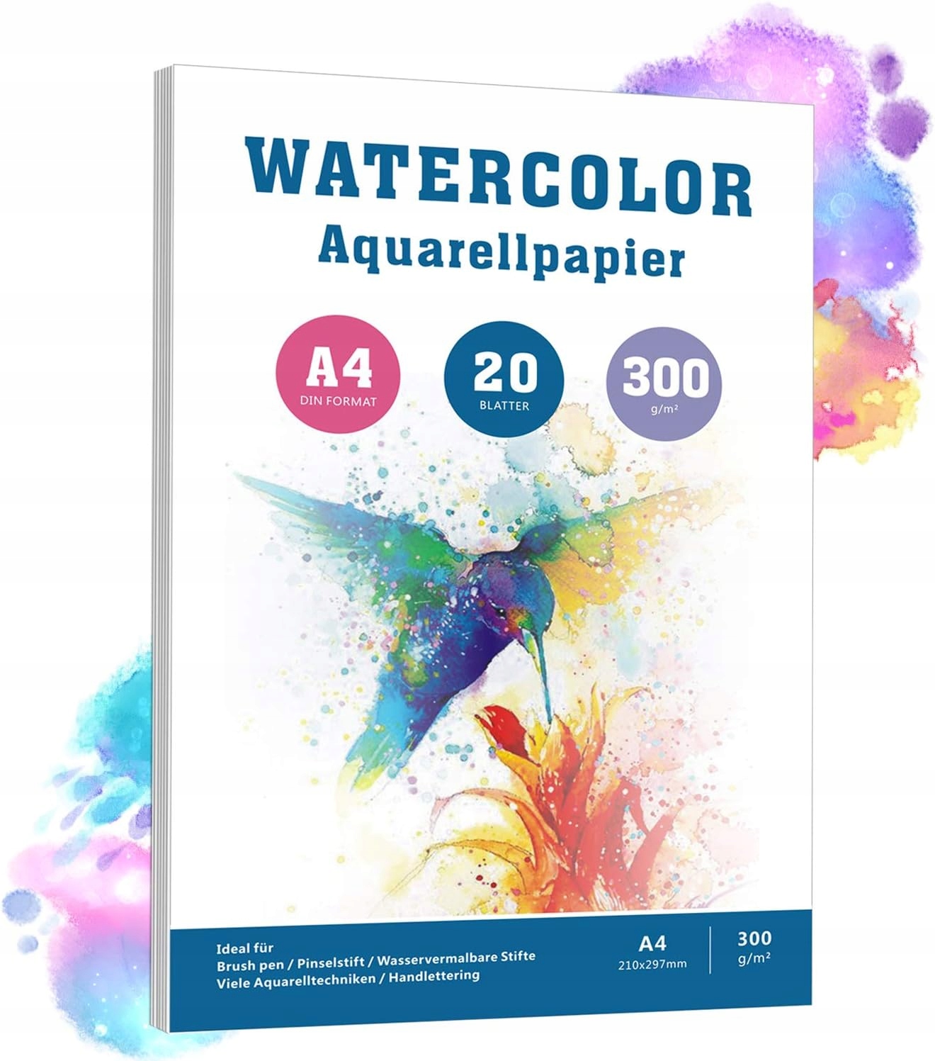 Papier akwarelowy biały A4 20 arkuszy 300 g/m² Willingood