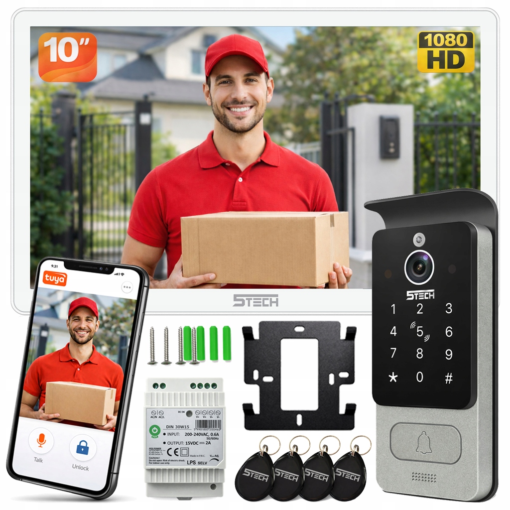 Wideodomofon 5TECH WiFi Verus Ekran Ips 10" 84228 Czytnik Szyfrator Tuya