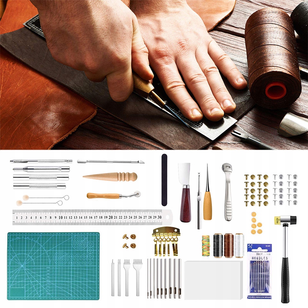 Nástroj Ruční práce Kožené pro šití 61 ks Gravírování Děrování