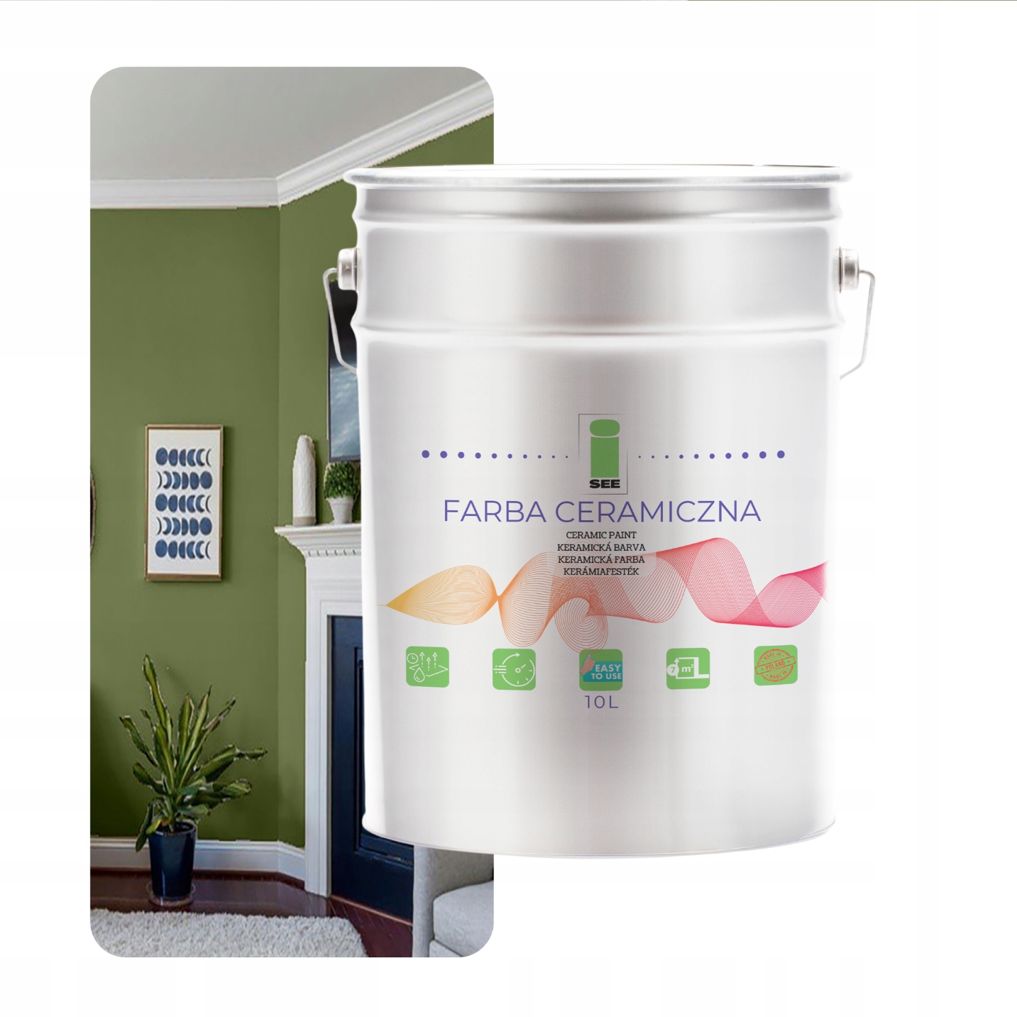 Keramická Umývateľná Zelená Olivová Farba Na Steny 10 L Odolná Voči Škvrnám