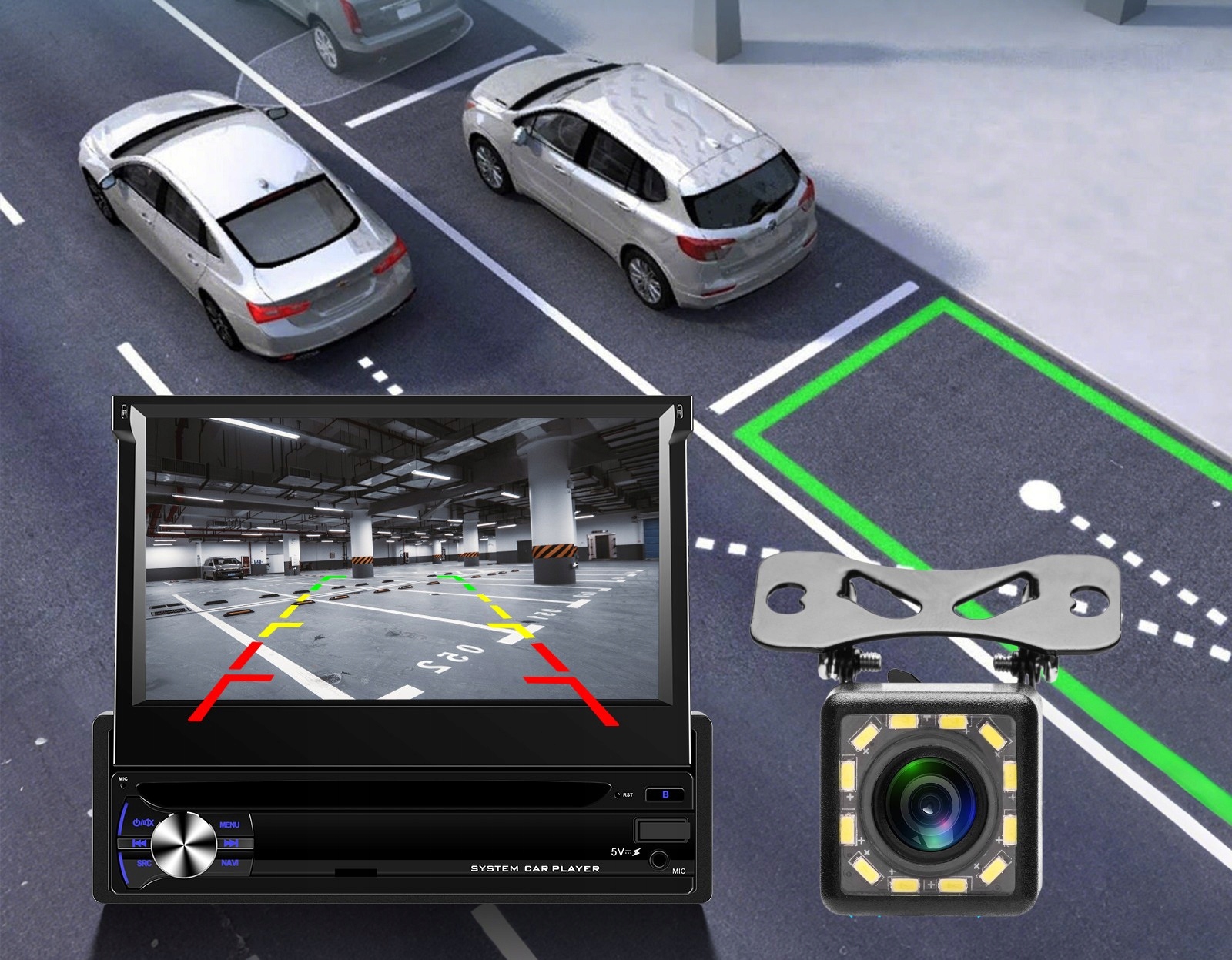 RADIO SAMOCHODOWE 1DIN 7'' CARPLAY ANDROID WIFI RDS WYSUWANY EKRAN 4GB RAM Komunikacja Bluetooth GPS Wi-Fi