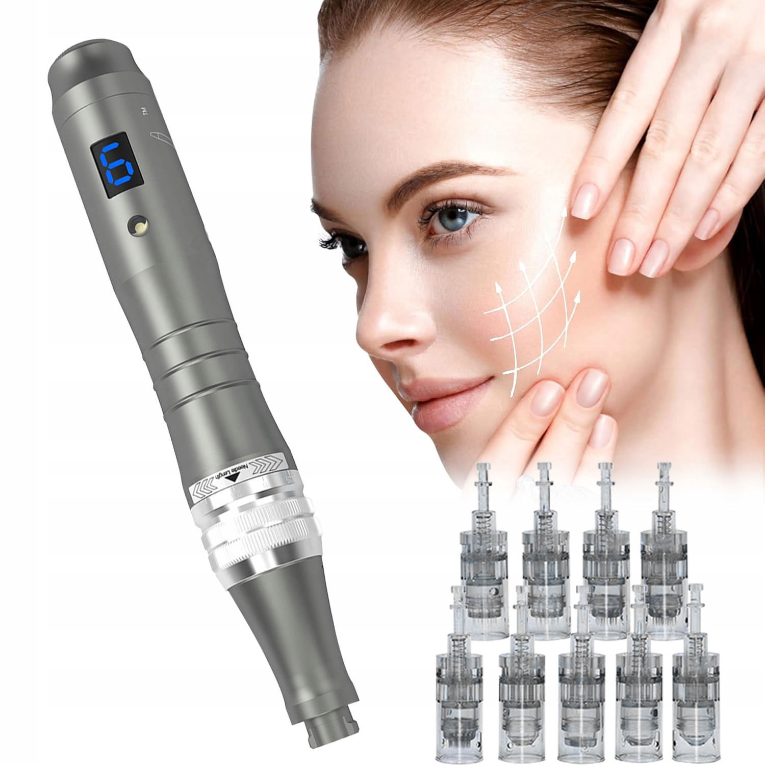 Dr. Pen M8 Bezdrátová Dermabraze Mezoterapie Mikrojehličková 12 kartuší