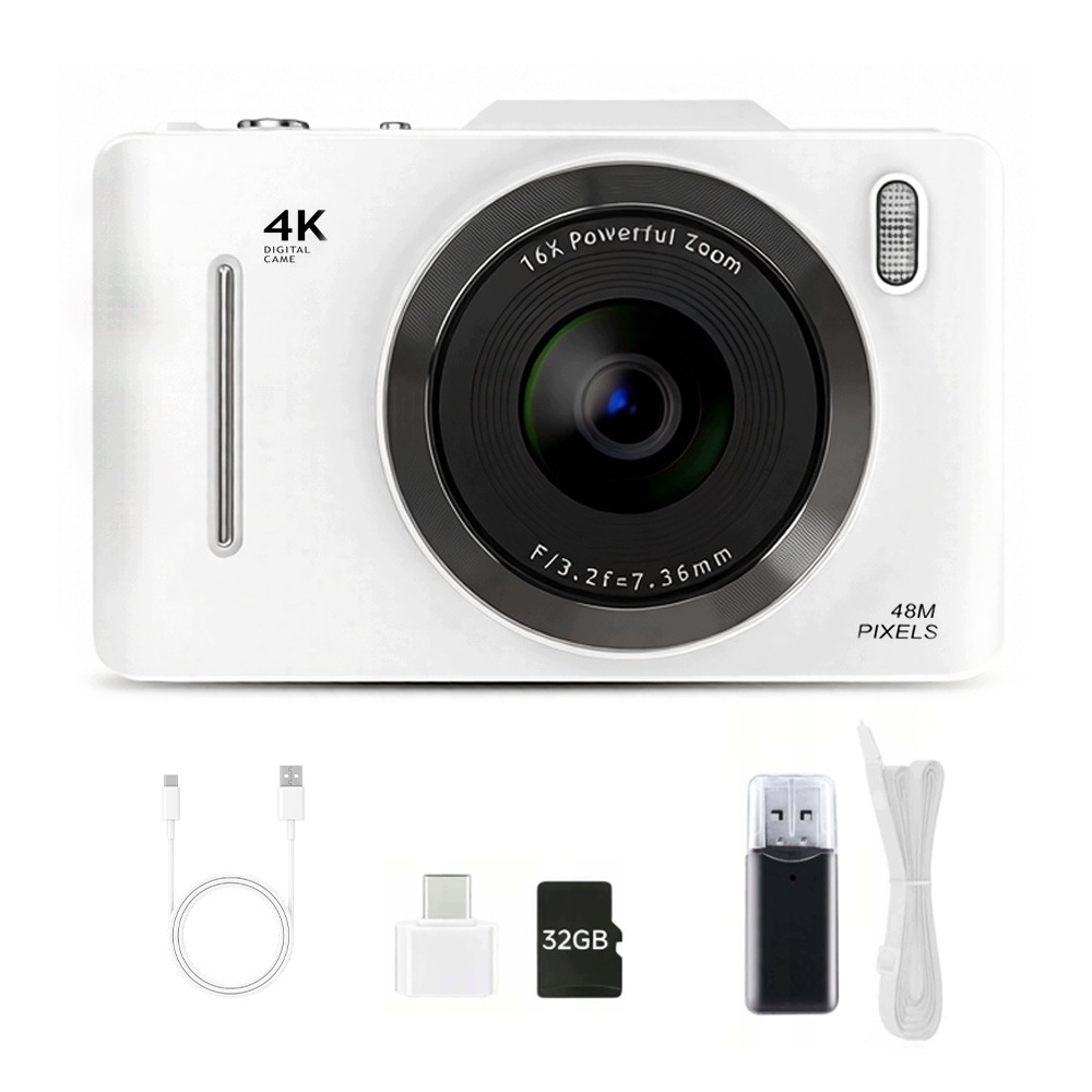 4K Digitální Fotoaparát 48 Mp Režim Makro 16X Zoom Lehký Kompaktní S Kartou