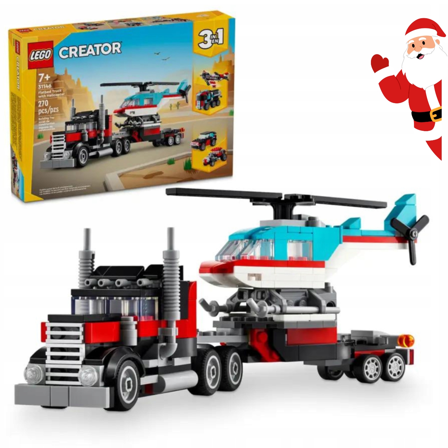 Klocki Lego Creator 3 W 1 Ciężarówka Z Platformą I Helikopterem Dla Dzieci