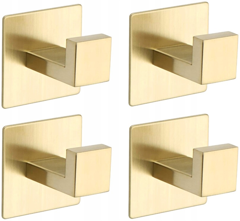 

4 x Wieszak Samoprzylepny Haczyk Na Ręcznik Złoty