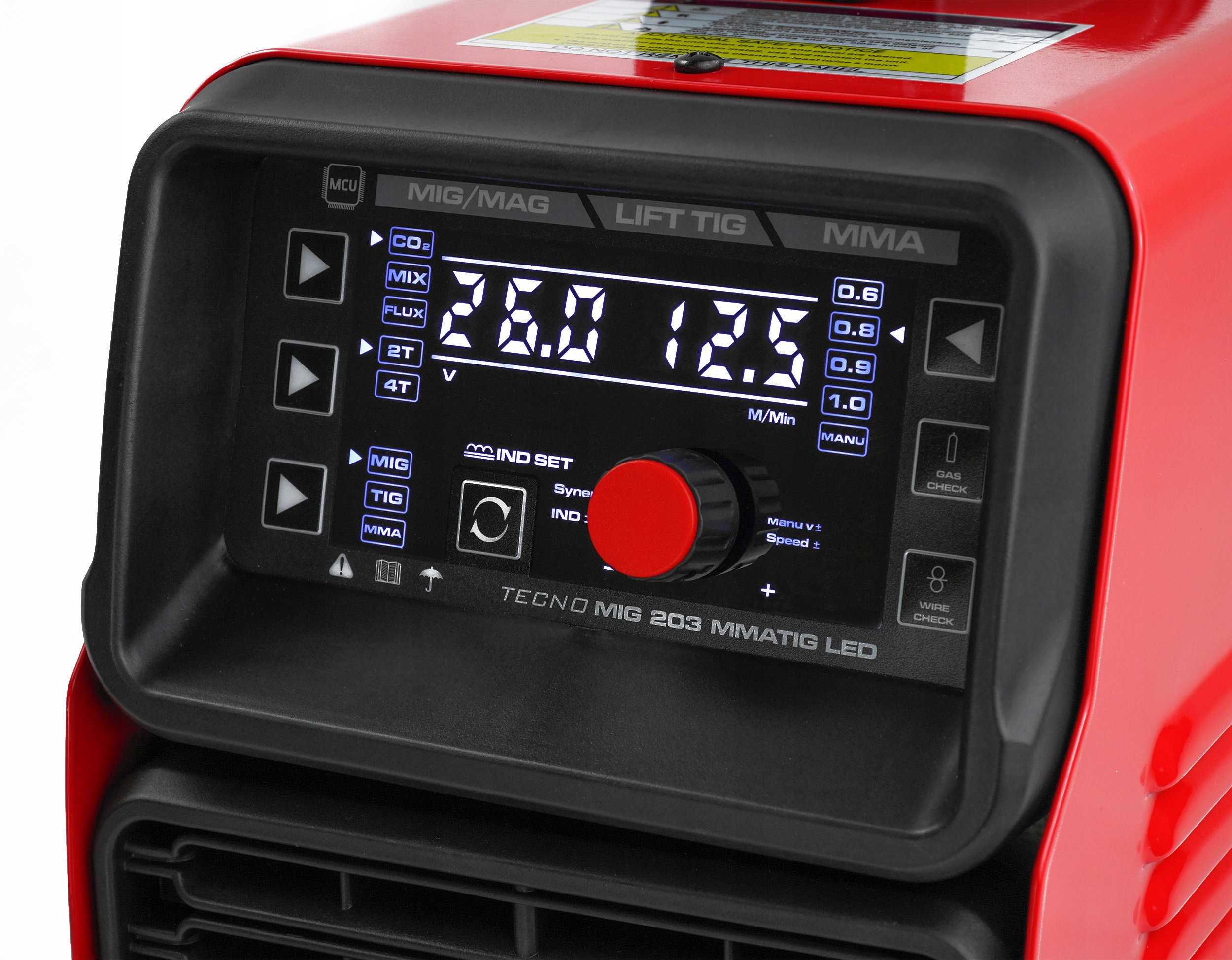 Spawarka MIGOMAT Ideal MIG 203 LED MAG MMA TIG Lift 2T 4T inwertorowa Moc pobierana 7.4 kVA