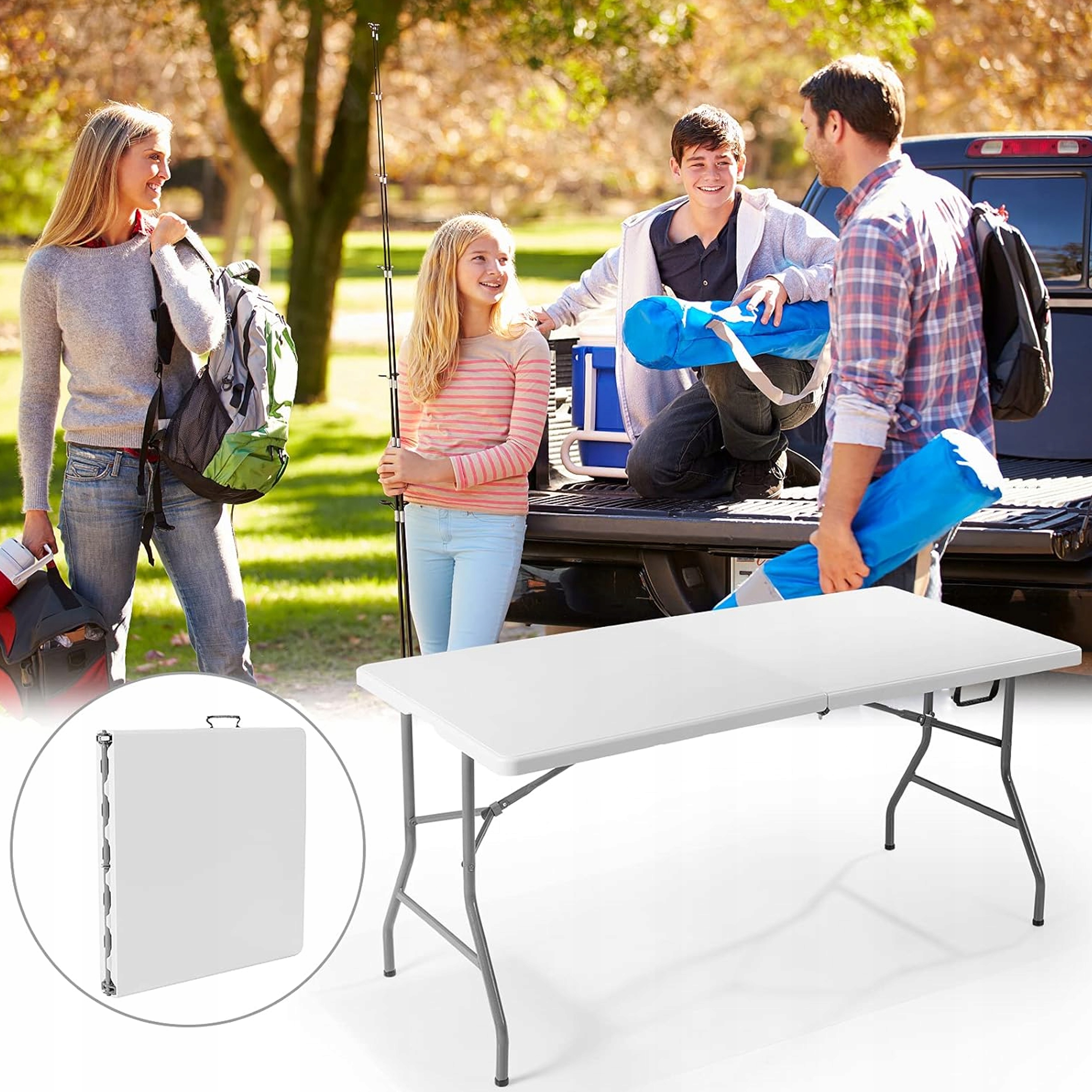 STÓŁ CATERINGOWY SKŁADANY OGRODOWY BANKIETOWY ROZKŁADANY 180 cm WALIZKA Szerokość mebla 180 cm