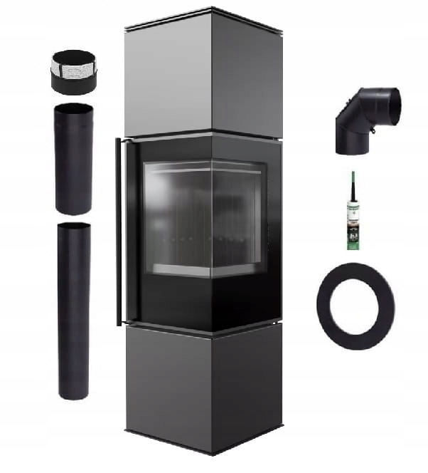 Volně Stojící Ocelový Rohový Kamna Ren M Pravý, Černá Sada