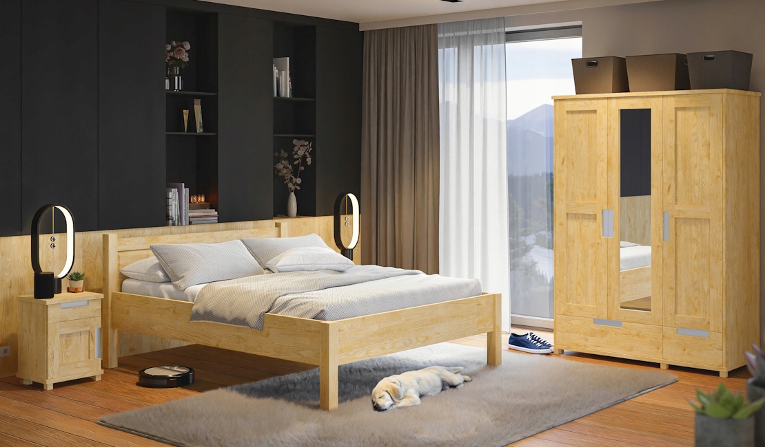 Nowoczesna drewniana podwójna szafa sosnowa 100 cm Marka e-sosnowe