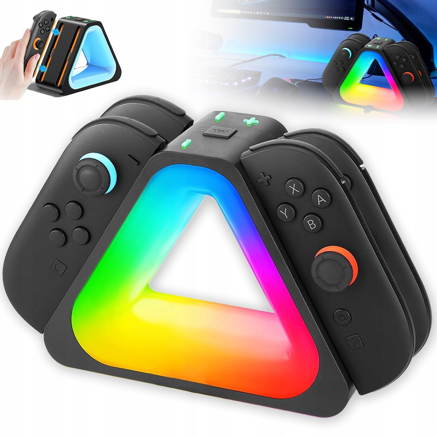 STACJA ŁADUJĄCA 4 In 1 JOY-CON SWITCH 2 MAGNETYCZNA SZYBKIE ŁADOWANIE RGB