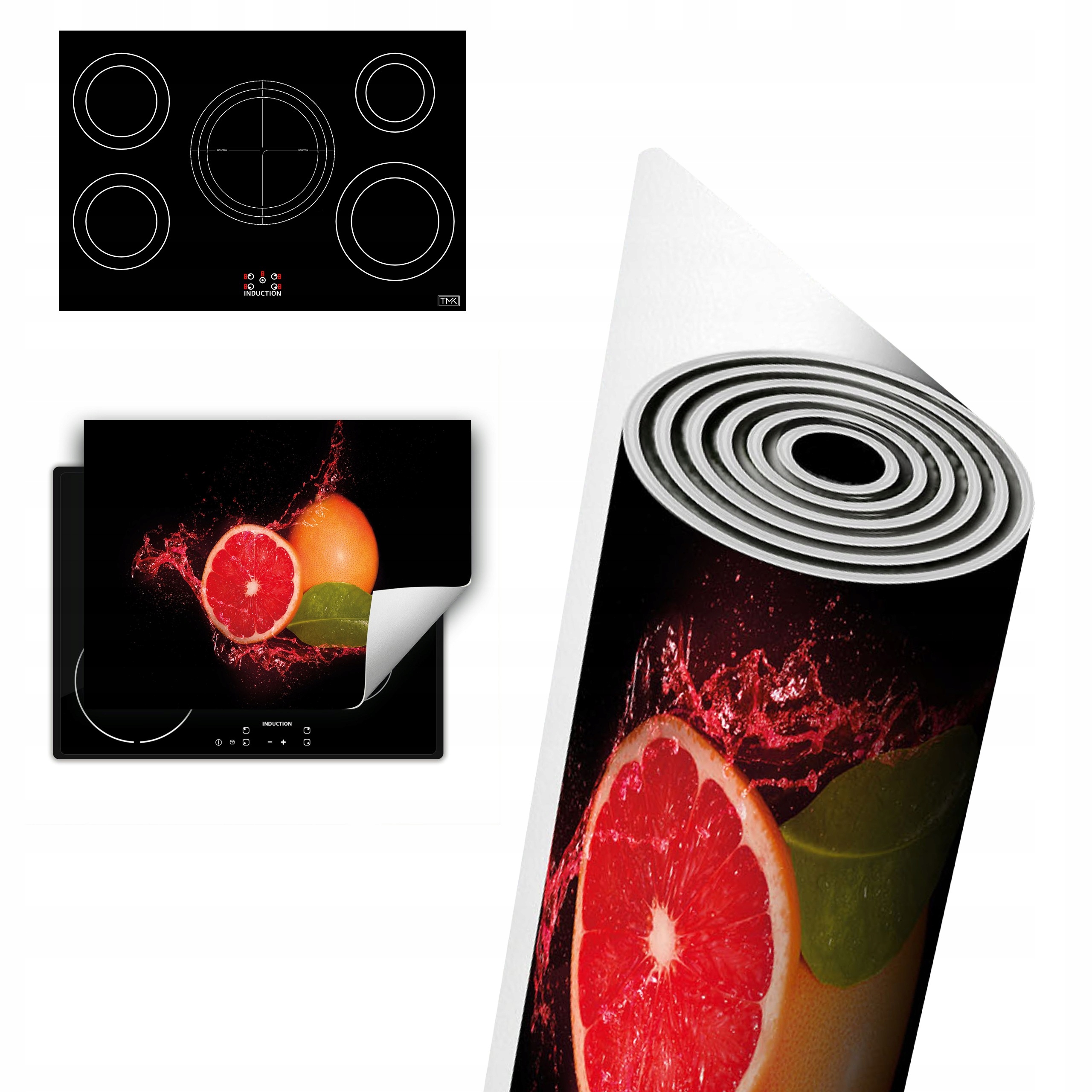 Vinylová Ochranná Deska Na Indukci 80x52 černá grapefruit
